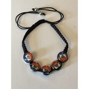 Santo Domingo Dominican Macrame Bracelet Handmade Adjustable Black Multicolor